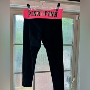 RARE Vintage Y2K PINK Victoria's Secret Black and Pink Yoga Pant Black Leggings